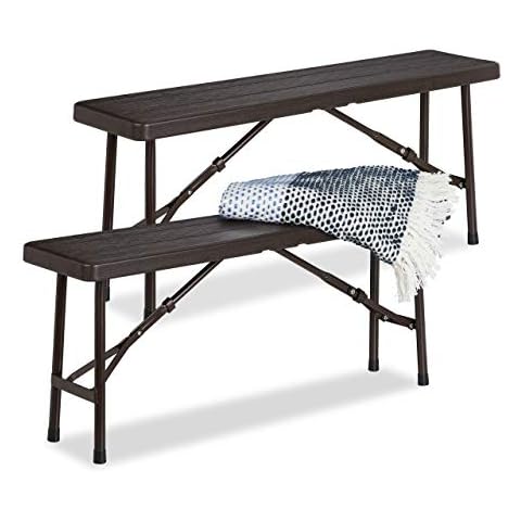Relaxdays Bierbank Juego de 2 Bancos Plegables para terraza y jardín Cover