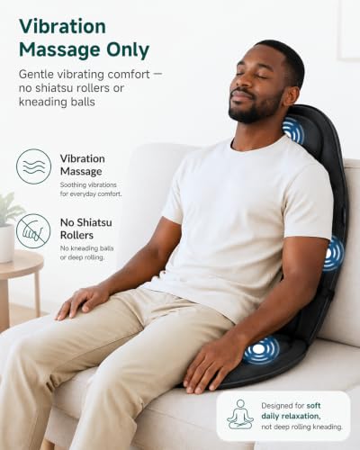 Image of Snailax Back Massager with Heat, Memory Foam Chair Massage Pad, 6 Vibrating Motors & 2 Heat Settings, Seat Massager for Office Chair,Home Use, Gift for Women Men