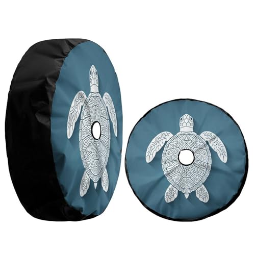 Image of Delerain Spare Tire Cover with Backup Camera Hole Blue Turtle Wheel Covers Sun Protection Waterproof for Jeep Truck RV Trailer SUV and Many Vehicle (14 Inch for Diameter 23 inch-27 inch)