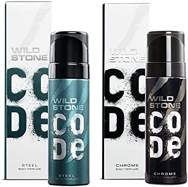 WILD STONE CODE Chrome And Steel No Gas Fresh Body Perfume Spray Combo For Men, 120 Ml Each (Pack Of 2)