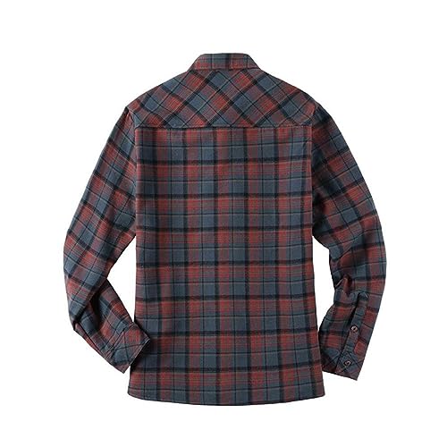 Casual Plaid Sherpa Fleece Lined Jackets for Mens Lapel Long Sleeves Button Down Coats Fashion Outwear Warm Tops2