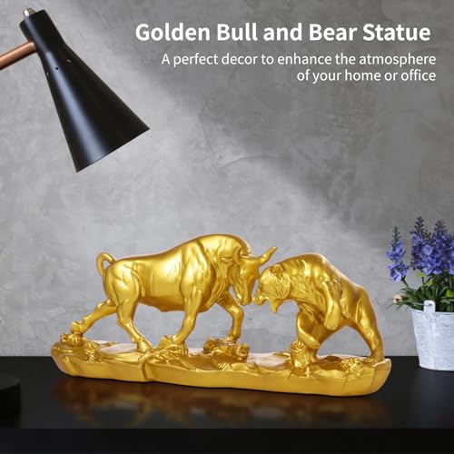 Figuras Toro y Oso de Wall Street de 4.5 Pulgadas Doradas miniatura 5