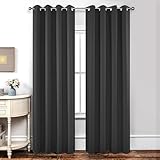 Joydeco Blickdichte Vorhänge mit Ösen Gardinen 2 Stück H 200 x B 140 Verdunkelungsvorhang Grau Thermovorhang Hitzeschutz, Ösenvorhang für Schlafzimmer Wohnzimmer