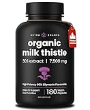 Milk Thistle Capsules – High Potency 30:1 Extract (7,500 mg Equivalent) with 80% Silymarin – Premium Liver Support Supplement for Healthy Flush & Detox – Vegan, Non-GMO – 180 Count