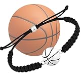 Sportybella Basketball Charm Bracelet, Black Adjustable Paracord Rope Bracelet with Silver Basketball Charm...