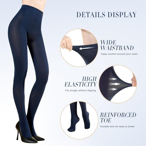 Image of MANZI Women's Solid Color Semi Opaque Footed Tights Soft Stretch Pantyhose
