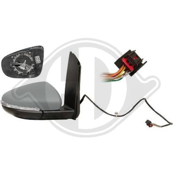 DIEDERICHS 2296124 Espejo retrovisor abatible eléctricamente calefactable convexo para ajuste elect. espejo espejo completo derecha Compatible con VW TOURAN 1T3 TOURAN 1T1, 1T2
