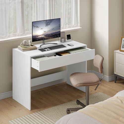 Table informatique eSituro en bois d'ingénierie blanc pour bureau