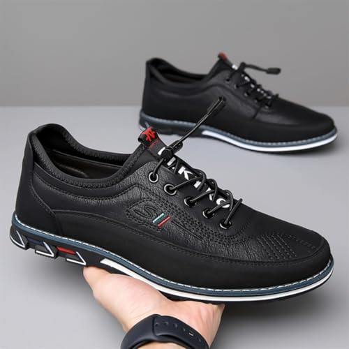 Image of Mens Dress Shoes Casual Oxfords Lace-Up Lightweight Formal Business Shoes Leather Loafers Fashion Sneakers Driving Loafers Orange