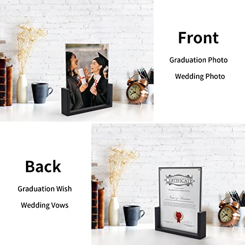 Petaflop 8X10 Picture Frame Set Of 2, Black Rustic Wooden Photo Frames 8 By 10 Inch With Hd Glass, U Shaped Double Sided Menu Holder Sign Card Stand For Tabletop Display #TOP2