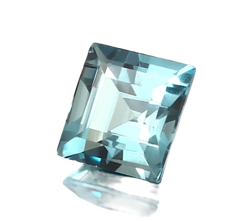 Tourmaline indicolite naturelle 9x9mm taillée en Asscher pour création de bijoux uniques