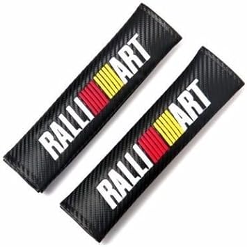2Pcs Ralliart Carbon Fiber Leather Seat Belt Cover Shoulder Pads For MITSUBISHI EVO