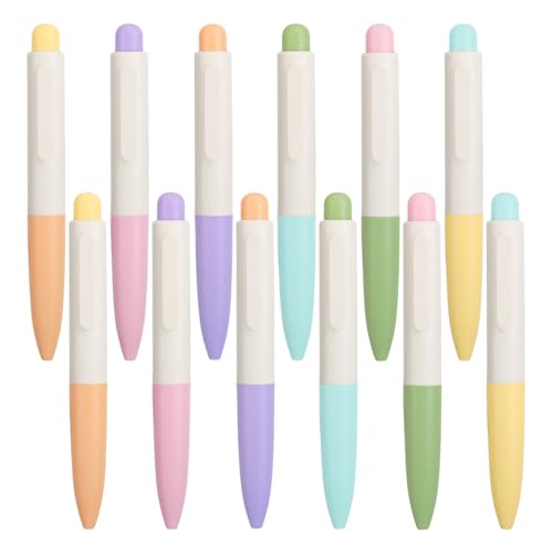 OFFSCH ミニボールペン 12本:収納式ポケットペン - 黒インクボールペン クリップ付き 0.5mmペン先 財布 ノート 学校 オフィス用 - 学生向けのかわいい文房具