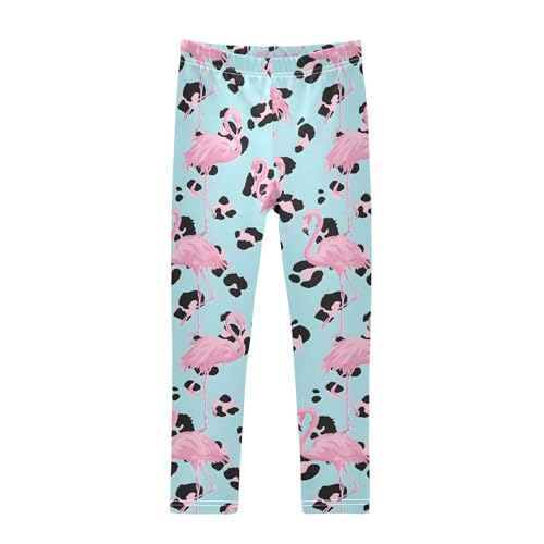 ALAZA Girls' Leggings Children's Yoga Pants Skinny Printed Dance Flamingo Leopard Comfortable 4T