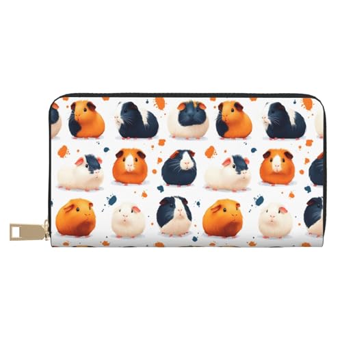 Cute Hamster Print Wallet Women, Leather Bifold Multi Card Wallet, Long Purse Women's Wallets