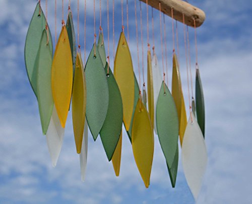 Scacciaspiriti con foglie di vetro verde