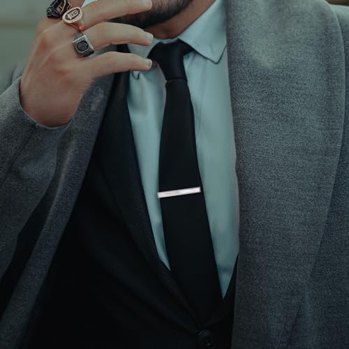 HAWSON 2 Inch Mother of Pearl Tie Clips for Men with Gift Box, Tie Bar for Men's Regular Necktie, Suitable for Daily Business Anniversary Wedding.3