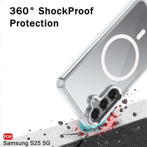Image of TheGiftKart Hybrid Back Cover Case for Samsung Galaxy S25 5G | Built-in Stand | Shockproof Hard Case Cover for Samsung Galaxy S25 5G (PC & TPU, Clear Back, MagSafe Compatible, Transparent Sides)