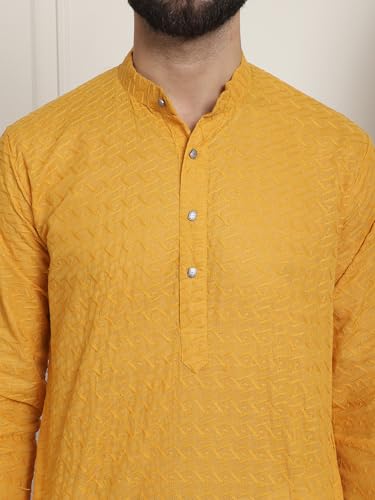 Image of SOJANYA Men's Silk Blend Regular Fit Casual (Since 1958 Woven Design Kurta with Churidar & Embroidered Nehru Jacket