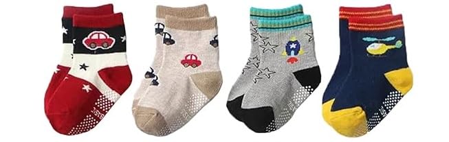 THE PURE NEST Anti-Skid Crawling Socks for Baby Girl & Boy Toddlers | Soft Cotton Blend, Non-Slip Grip | Ideal for 1-2 Years | Durable & Stretchable (IN, Age, 2 Years, 3 Years, 4, Multicolor)