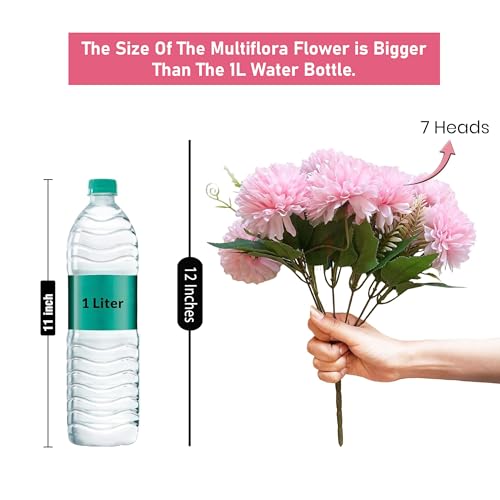 Image of Art Street Artificial Flower Bunch| Silk Pink Hydrangea Flower for Home| Bedroom, Living Room & Office Decoration |Christmas Day, New Year Set of 4 |11 Inch (Without Vase)