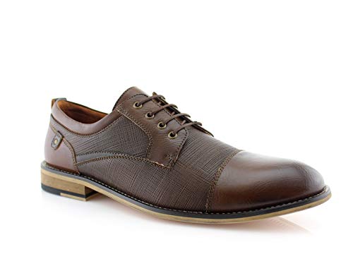 Image of Ferro Aldo Men's Modern Cap-Toe Derby Collection | Statement Dress Shoes in Floral, Woven, & Classic Styles