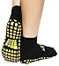 dunaro Lot de 2 paires de chaussettes antidérapantes en ABS pour yoga, pilates - Pour homme et femme, 2 paires de taille 39-42 - Noir/jaune, 39-42