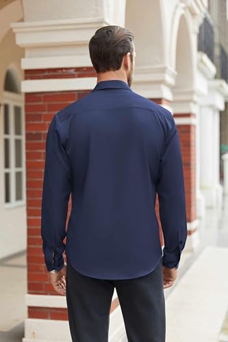 Image of COOFANDY Mens Stretch Dress Shirts Long Sleeve Button Down Shirt Regular Fit Formal Business Shirts