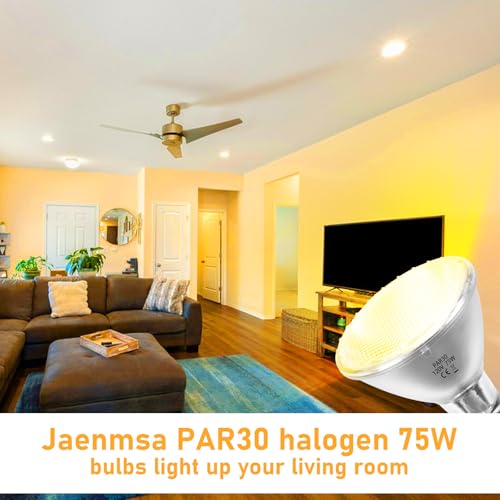 75W Par30 Halogen Flood Light Bulbs 120V,Par30 Long Neck Halogen Bulbs E26 Base,Dimmable 2700K Warm White Halogen Light Bulb 6 Pack for 5-6in Recessed/Ceiling Cans/Accent/Tracking Lighting