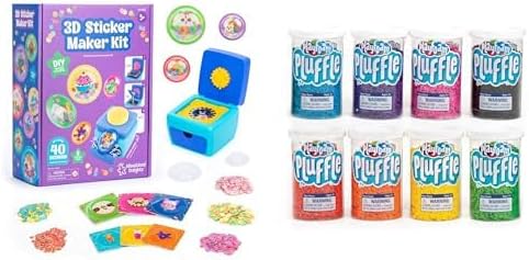 Educational Insights Sticker-Making Bundle: 3D Sticker Maker Kit and Pluffle Mini Tubes 8-Pack - Craft Kit for Kids, Mess Free Activity, DIY Puffy Stickers for Kids, Sensory Activities