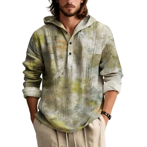 Camo Hoodies for Men Casual Long Sleeve Button Up Hooded Sweatshirts Fashion Lightweight Baggy Pullover Outfits
