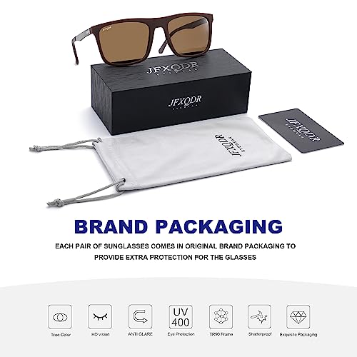 Image of Men's Polarized Sunglasses, Square Rubber Frame Carbon Fiber Temple Fishing Driving Sun Glasses UV Protection RFS8205