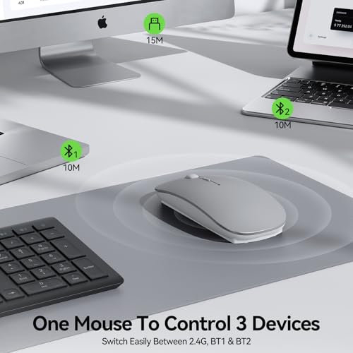 Image of TECKNET Wireless Mouse, 4800 DPI Rechargeable Bluetooth Mouse for Laptop
