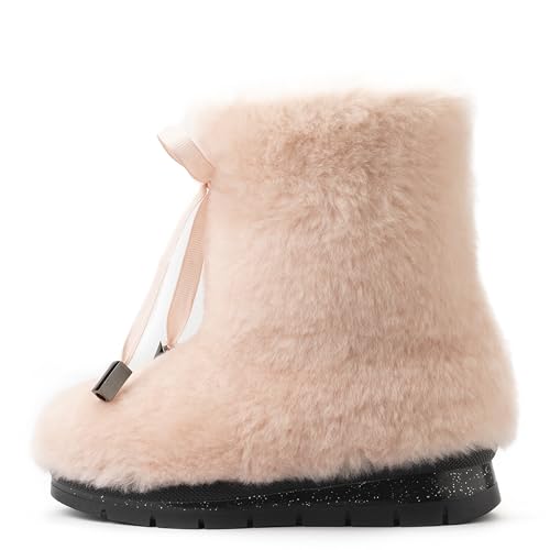 LITVIN Handmade pale pink real sheepskin fur boots for girls Kids mukluks Mouton fur boots children3