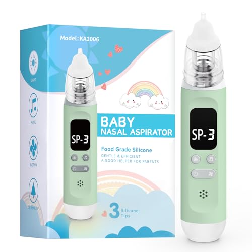 Image of Bivni Baby Nasal Aspirator,Electric Baby Nose Sucker with Adjustable 3 Levels Suction, Rechargeable Nasal Sucker for Babies with 8 Light Modes and 3 Nursery Rhymes(Green)