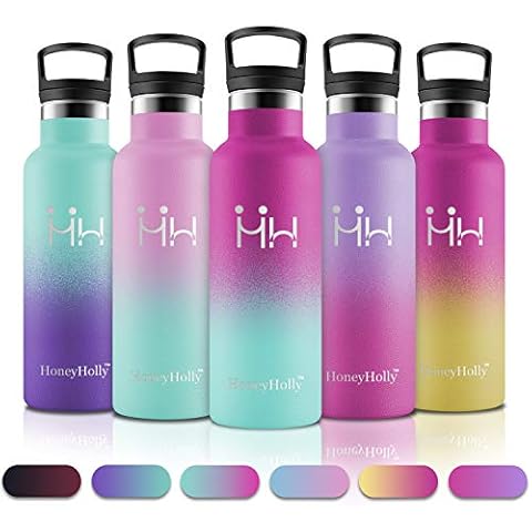 HoneyHolly Stainless Steel Water Bottles With Straw, 750ml Vacuum Insulated Metal Flasks for Hot Drinks, BPA Free Reusable Bottle, Travel Coffee Mugs for Adult, Kids, Sports, Home Cover