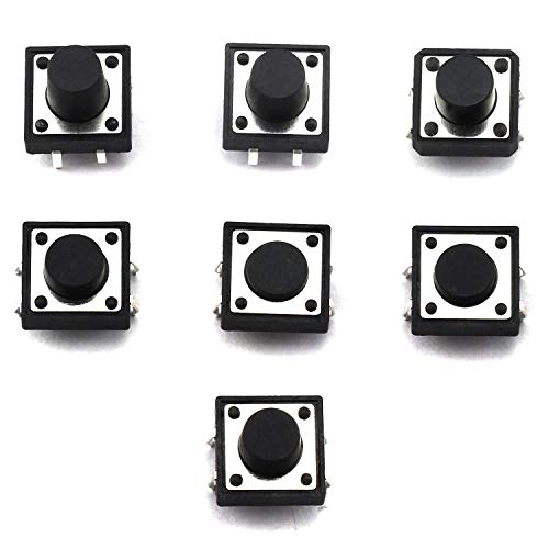 Magic&Shell 70Pcs 7 Value Tact Switch Dip 4Pin On/Off Horizontal Tactile Push Button Micro Touch Switch Kit 12X12 Series 12X12X4.3/5/6/7/8/9/10Mm #TOP1