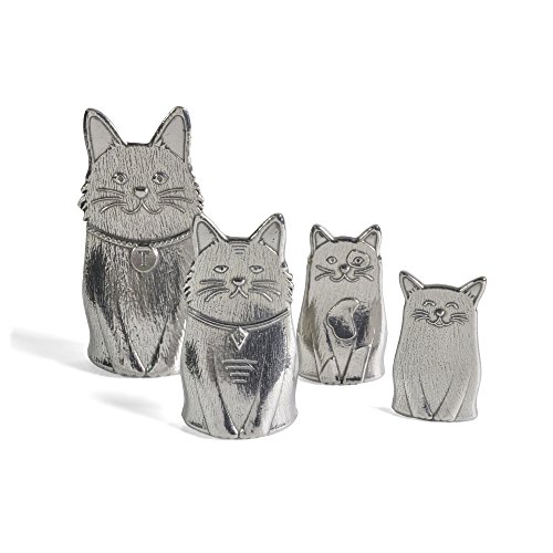 Roosfoos Pewter Cats 4-Piece Measuring Spoon Set, Handmade in the USA