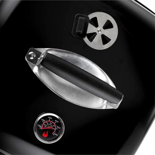 Wintem 2-in-1-Elektrogrill, tragbar, 2000 W, elektrischer Holzkohlegrill, Deckel mit Thermometer und einstellbarer Temperatur, abnehmbarer Elektrogrill, Maße: 43,5 x 45 x 25 cm