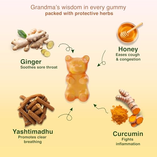 Image of BabyOrgano Nutriverse Cough & Cold Relief Gummies for Kids (2-15 yrs) | 30 Gummies | Relieve Dry Cough, Throat Irritation | Non-Drowsy, Ayurveda Inspired Formula, | Honey Flavor