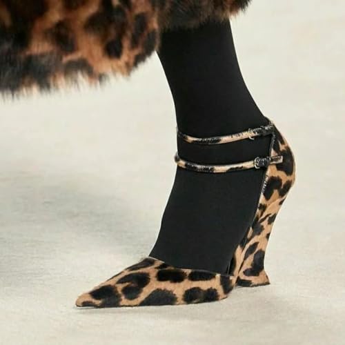 Closed Pointed Toe Wedge High Heels Pumps for Women Double Ankle Buckle Strap Patent Leather Sandals Fashion Wedding Bride Shoes4