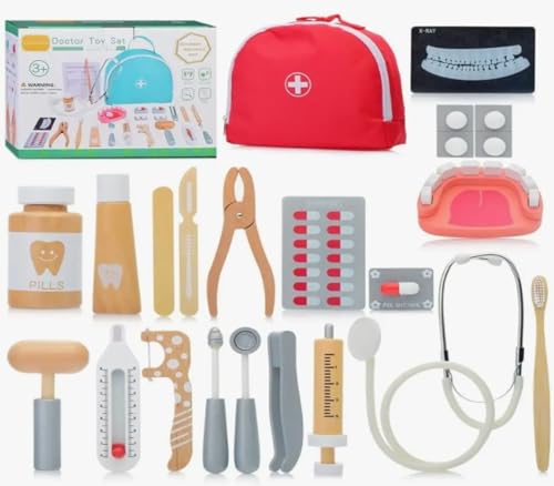 Image of Kids Pretend Play Doctor Set with Storage Bag - Complete Medical Tool Kit & Dentist Playset for Interactive Role Play - Fun & Educational Medical Toys for Children Ages 3+ Years, Dr playset