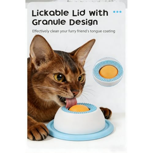Schleckball Hund Katze, Lick Bowl Leckball für Hunde, Leckspielzeug Lick Sphere, Schleckkugel Schleck Ball Hund, Leckkugel Slow Feeder Dog Toys (Blau)