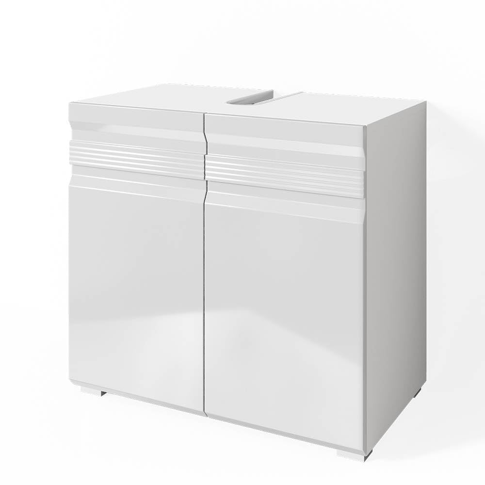 Vicco Sink base cabinet Fredd, White High Gloss, 60 x 56 cm, wall-mounted with two adjustable shelves โ image 1
