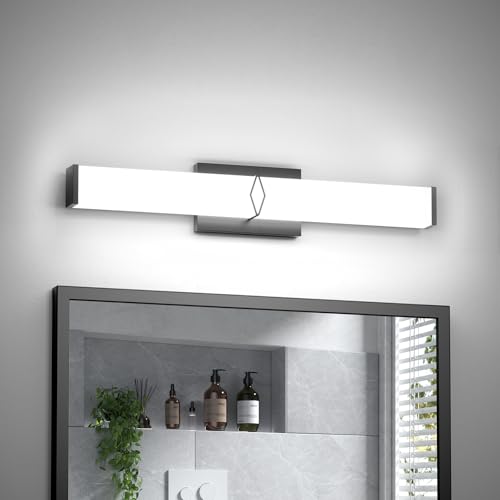 Image of Bathroom Light Fixtures Over Mirror,16inch Modern Vanity Lights for Bathroom,20W 2000lm Dimmable LED Vanity Light Bar,Black Vanity Lighting Fixtures,5700K Cool White,ETL Certified