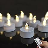 Remote Flameless led tea lights candles with timer,400+ Hours Battery Life,Realistic Flickering Flameless Votive Candles,Safe Decorative for Halloween Christmas/Wedding/Home Decor (Warm White 12 Pack)