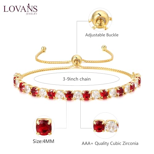 Lovans Tennis Bracelets for Women Cubic Zirconia Bracelet in Silver/Gold/Rose Gold Adjustable Bracelet in Size 3-9 Inches Fashion Jewelry Gifts3
