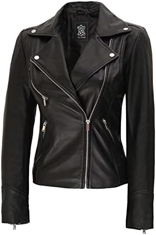 Decrum Black Leather Biker Jackets Women - Womens Moto Jacket [1301434] | NINFA, L