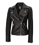 Decrum Black Leather Biker Jackets Women - Womens Moto Jacket [1301434] | NINFA, L