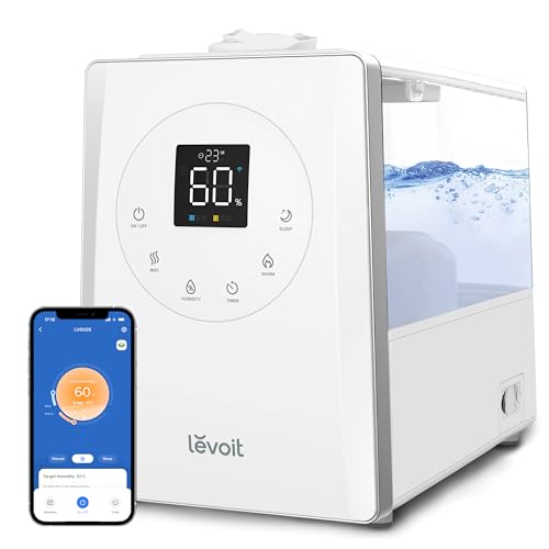 LEVOIT LV600S Smart Warm and Cool Mist Humidifiers for Home Bedroom Large Room, (6L) 753ftΒ² Coverage, Quickly & Evenly Humidify Whole House, Easy Top Fill, App & Voice Control - Quiet Sleep
